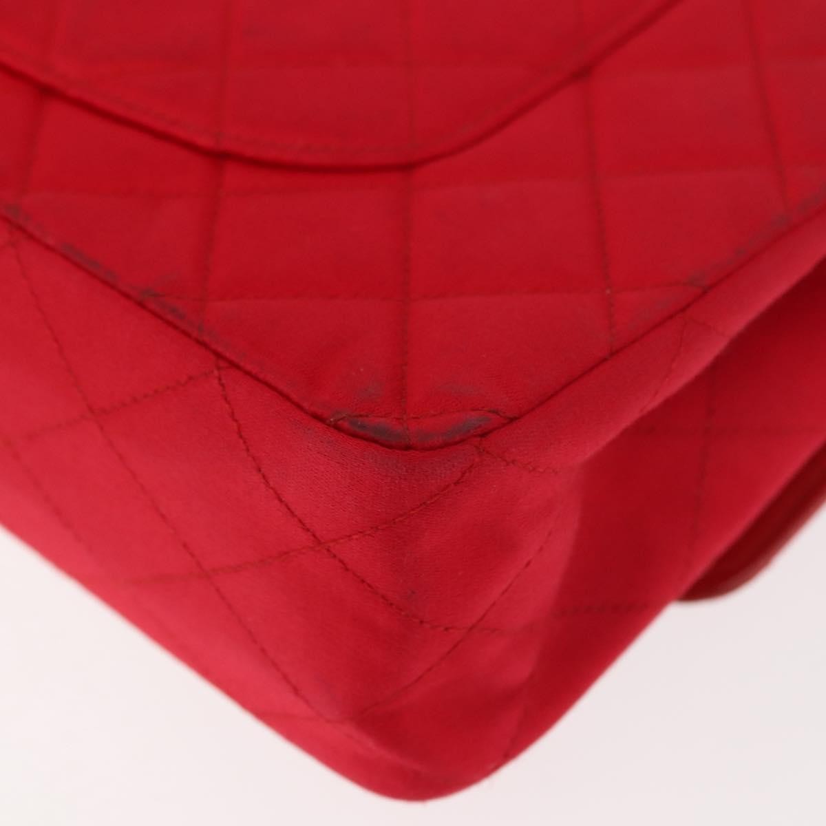 Chanel Timeless - Classic Double Flap Bag Quilted Satin Red Satin Shoulder Bag Bag (Pre-Owned)