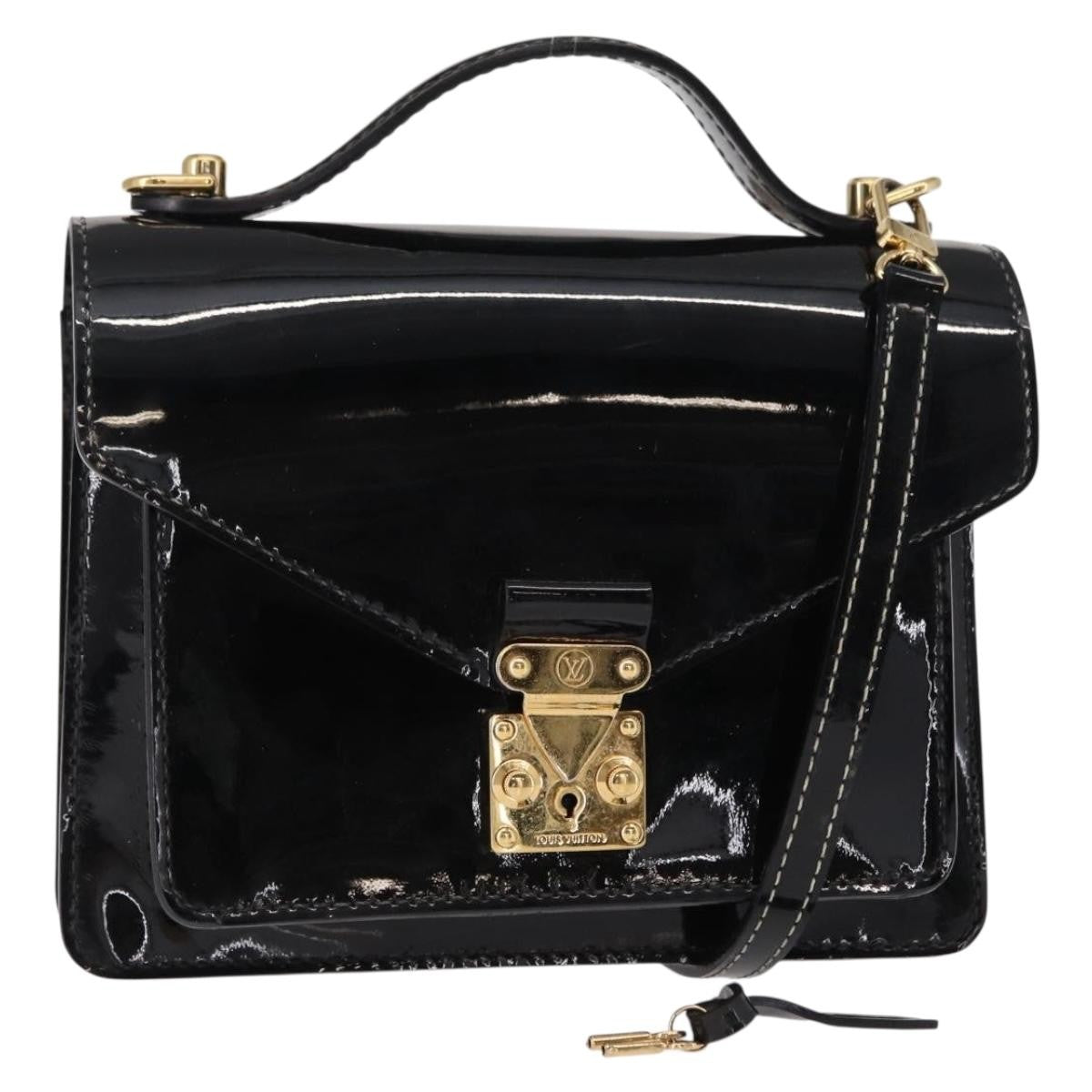 Louis Vuitton Monceau Handbag Vernis Black Patent_Leather Handbag (Pre-Owned)