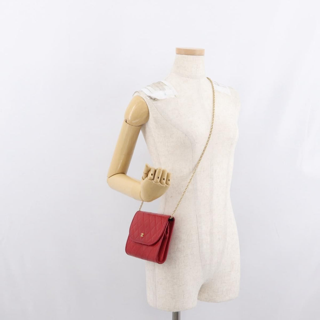 Chanel Vintage Clutch Leather Red Leather Clutche & Pouche Bag (Pre-Owned)