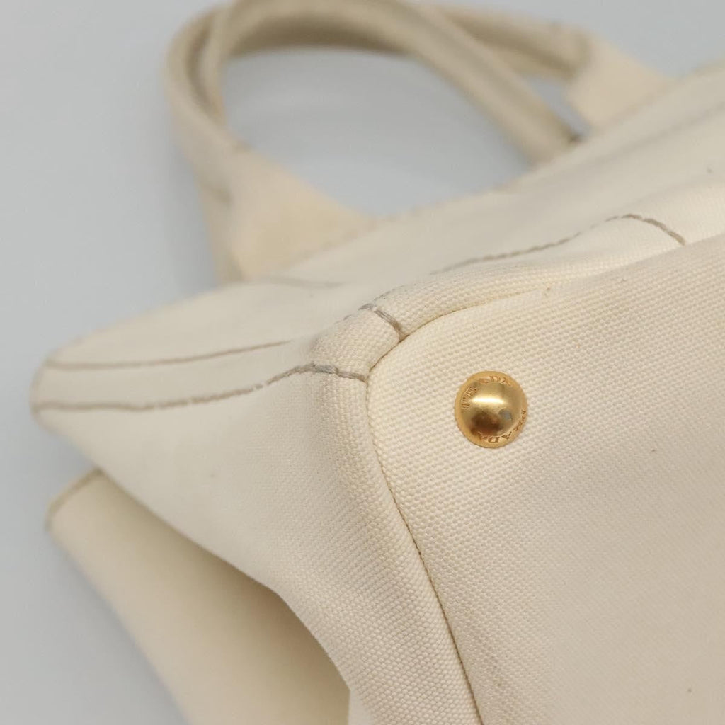 Prada Canapa Tote Canvas White Canvas Tote Bag Bag (Pre-Owned)