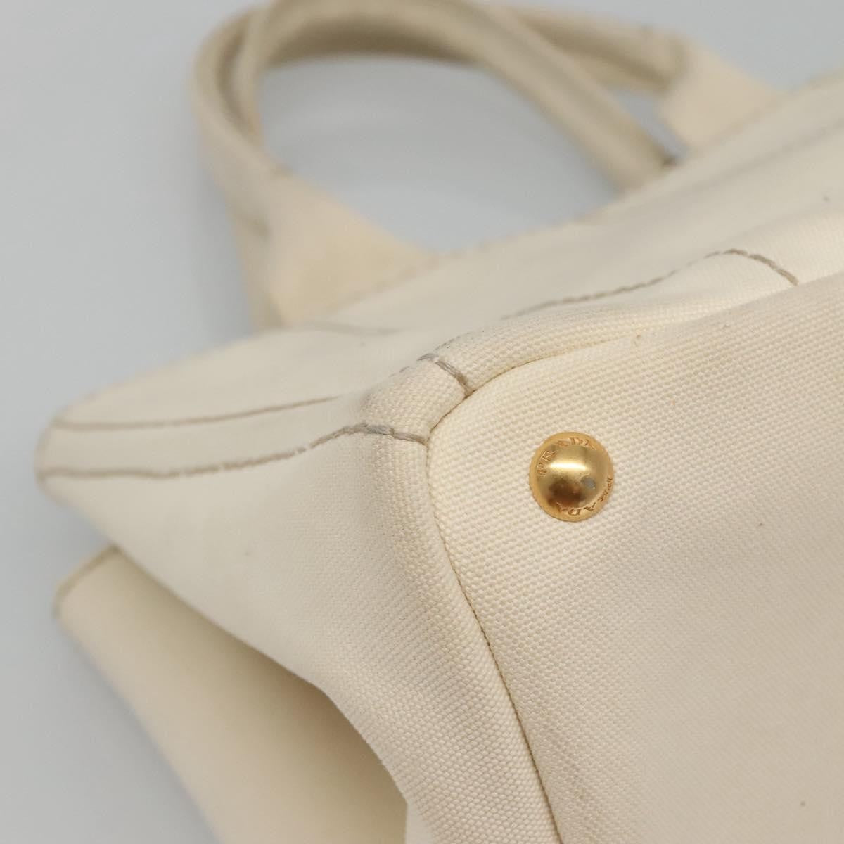 Prada Canapa Tote Canvas White Canvas Tote Bag Bag (Pre-Owned)