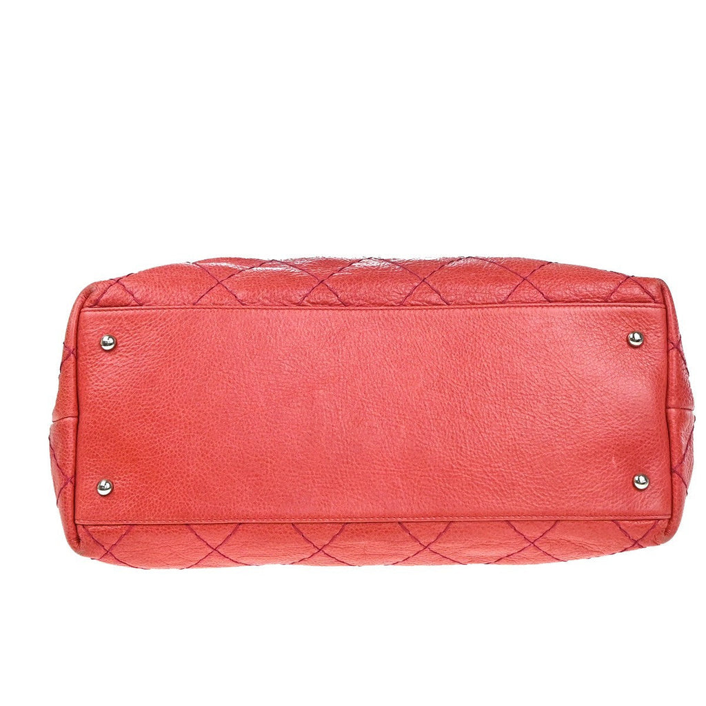 Chanel On The Road Tote Quilted Leather Pink Leather Tote Bag Bag (Pre-Owned)