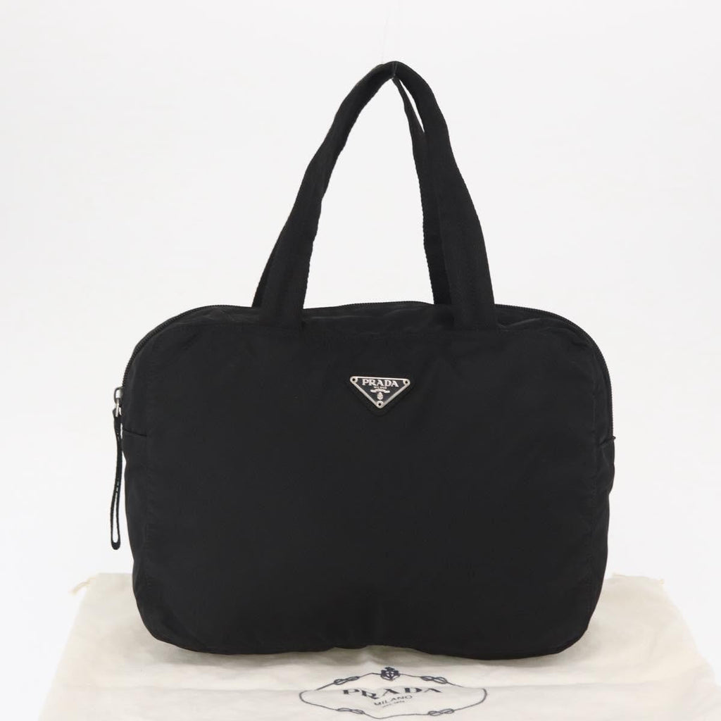 Prada Vintage Zip Handbag Tessuto Black Nylon Handbag (Pre-Owned)
