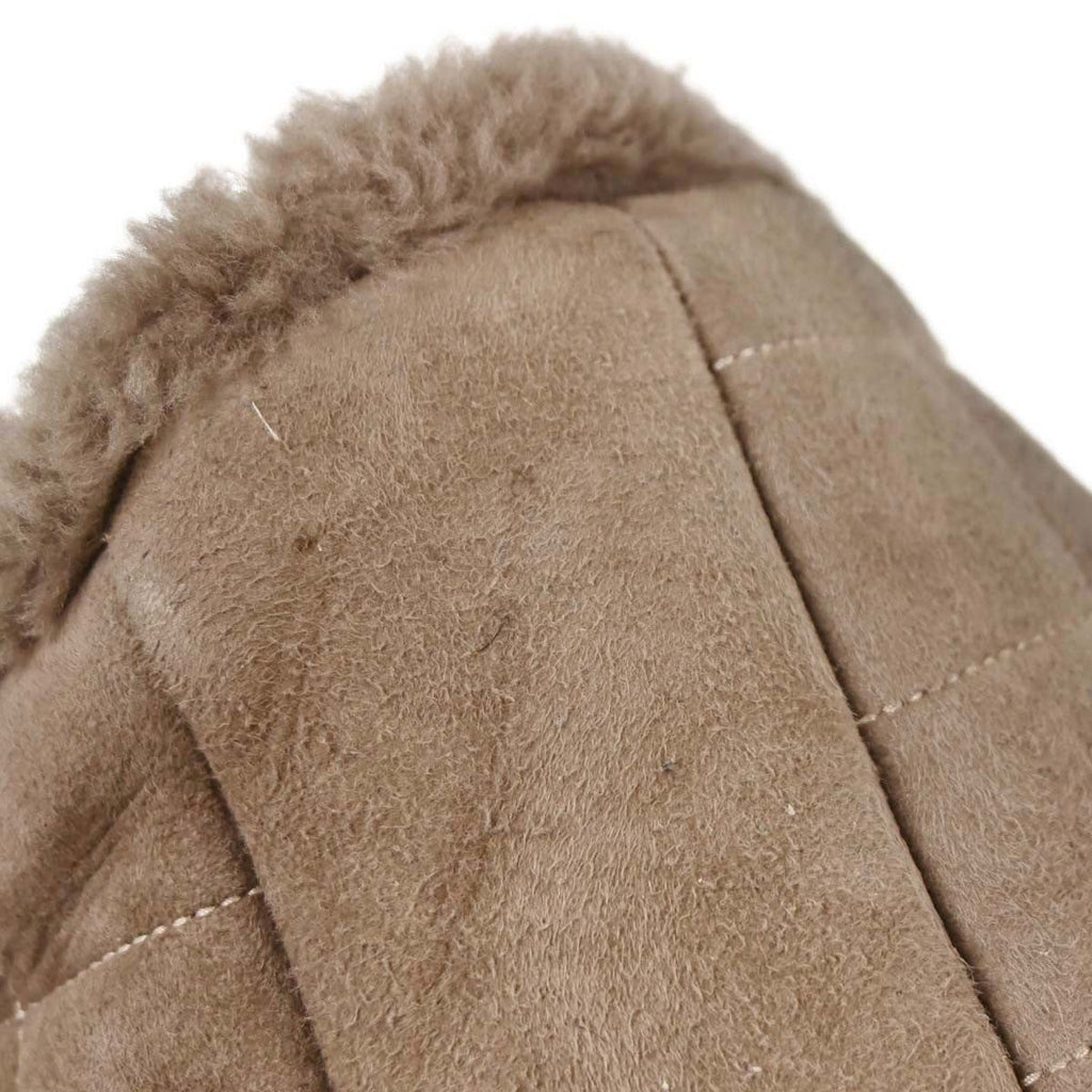 Chanel Vintage Embroidered Cc Chain Tote Quilted Suede And Shearling Brown Suede Tote Bag Bag (Pre-Owned)