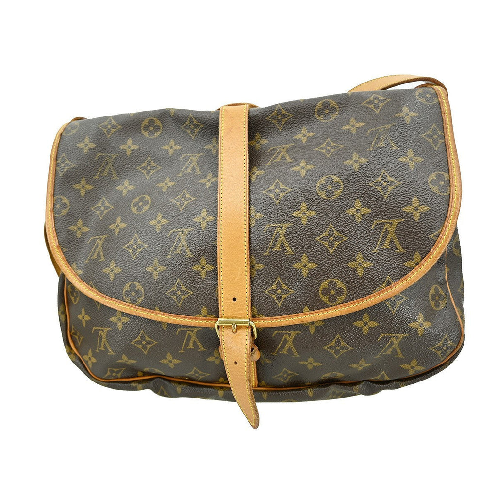 Louis Vuitton Saumur Handbag Monogram Canvas Brown Canvas Shoulder Bag Bag (Pre-Owned)