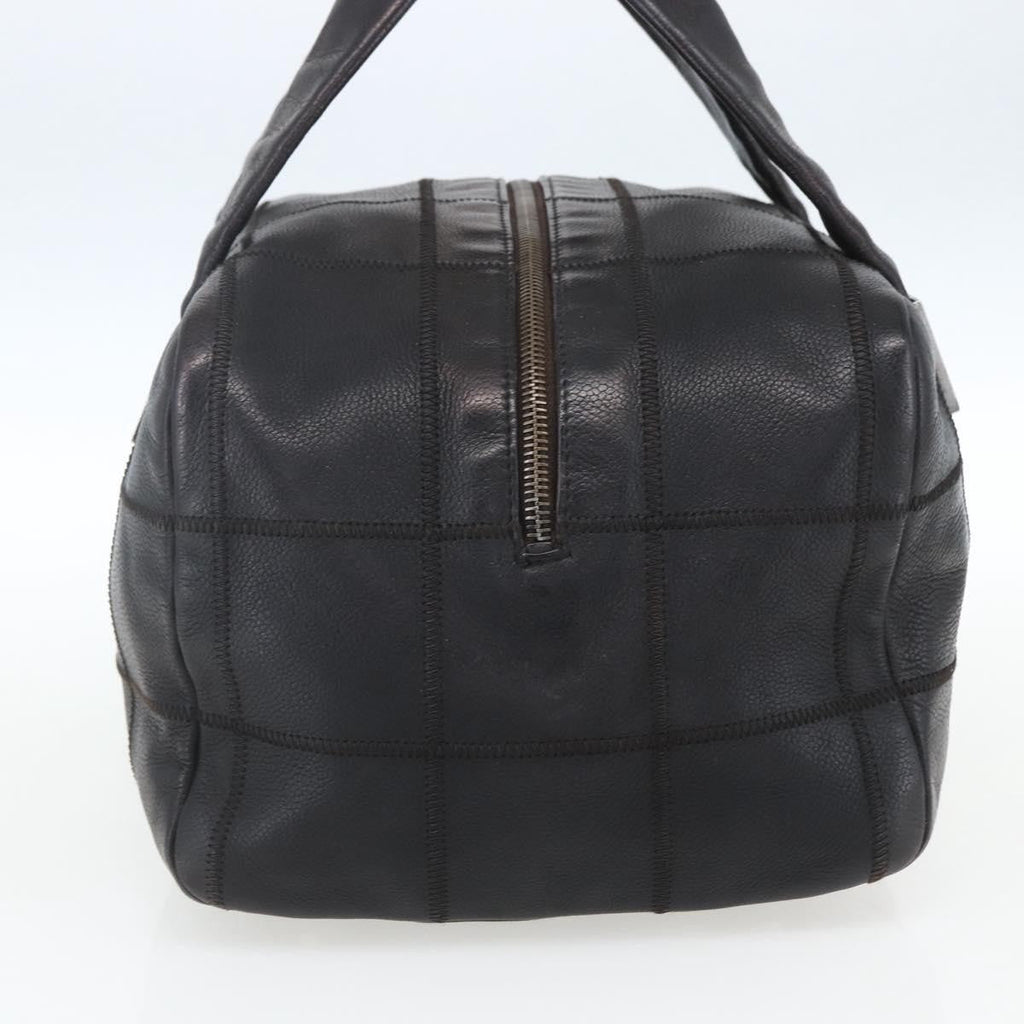 Chanel Chocolate Bar Cc Bowler Bag Caviar Skin Black Leather Handbag (Pre-Owned)