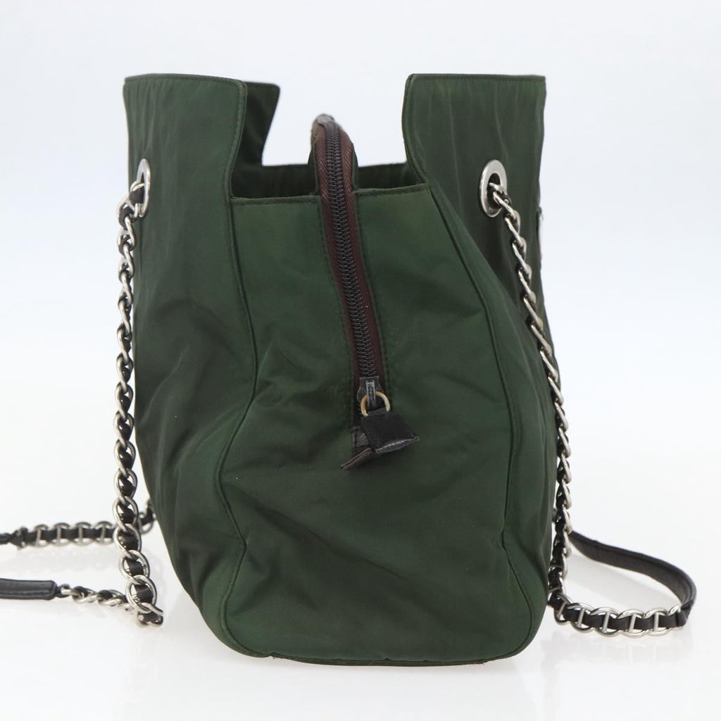 Prada Re-Edition 1995 Chain Tote Quilted Re-Nylon Khaki Nylon Shoulder Bag Bag (Pre-Owned)
