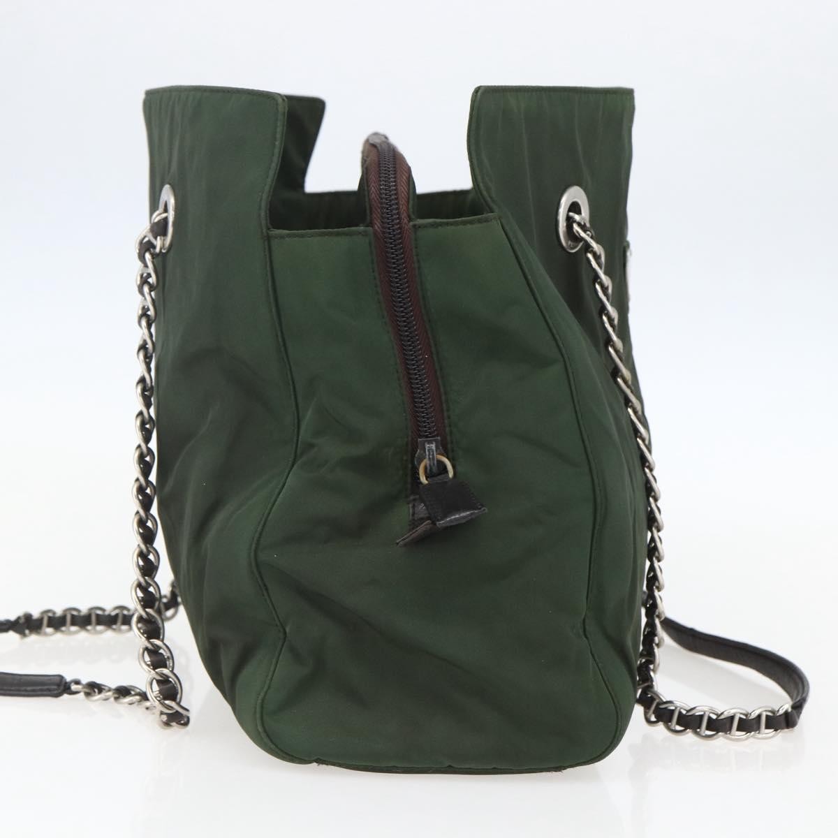 Prada Re-Edition 1995 Chain Tote Quilted Re-Nylon Khaki Nylon Shoulder Bag Bag (Pre-Owned)