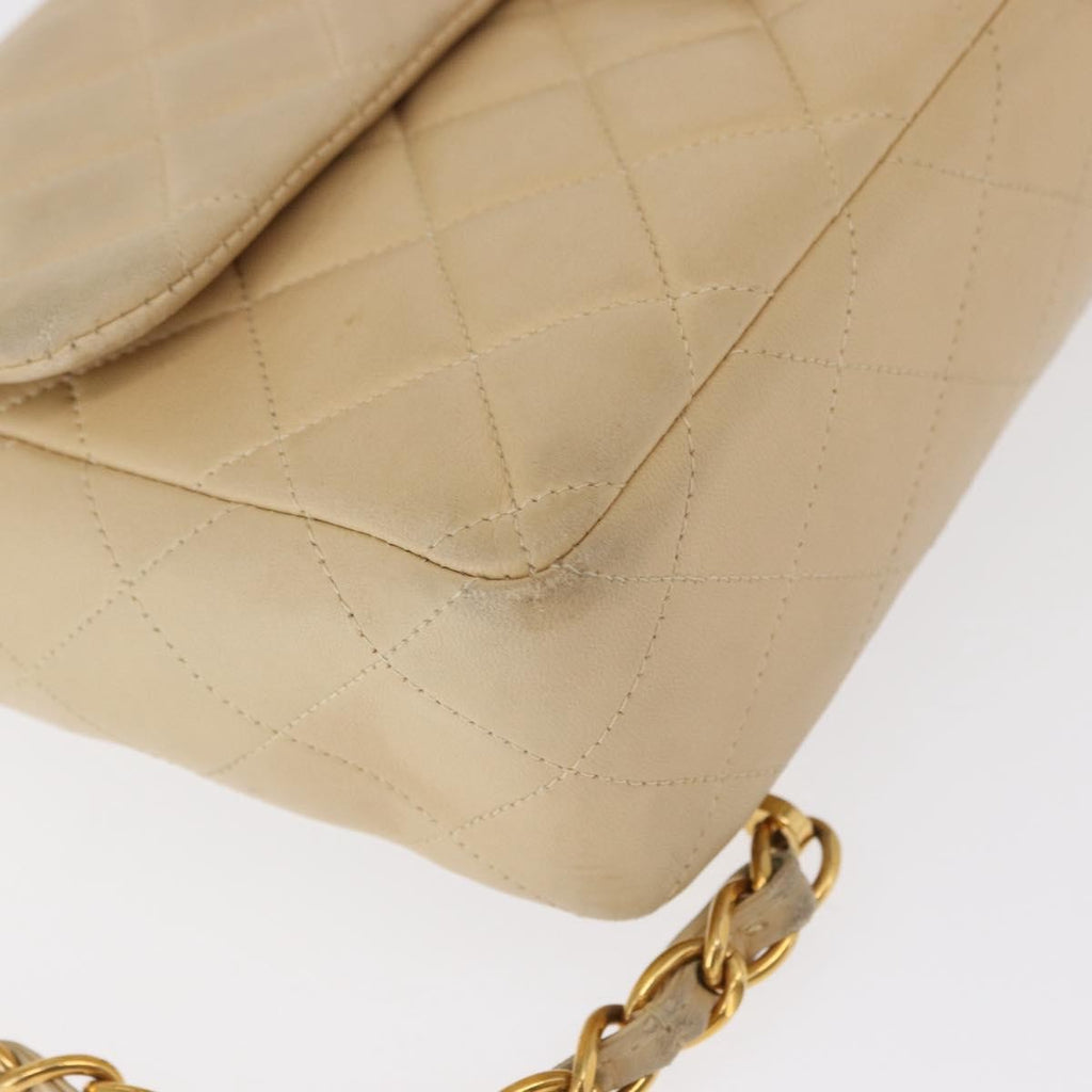 Chanel Vintage Classic Flap Backpack Quilted Lambskin Beige Leather Backpack Bag (Pre-Owned)