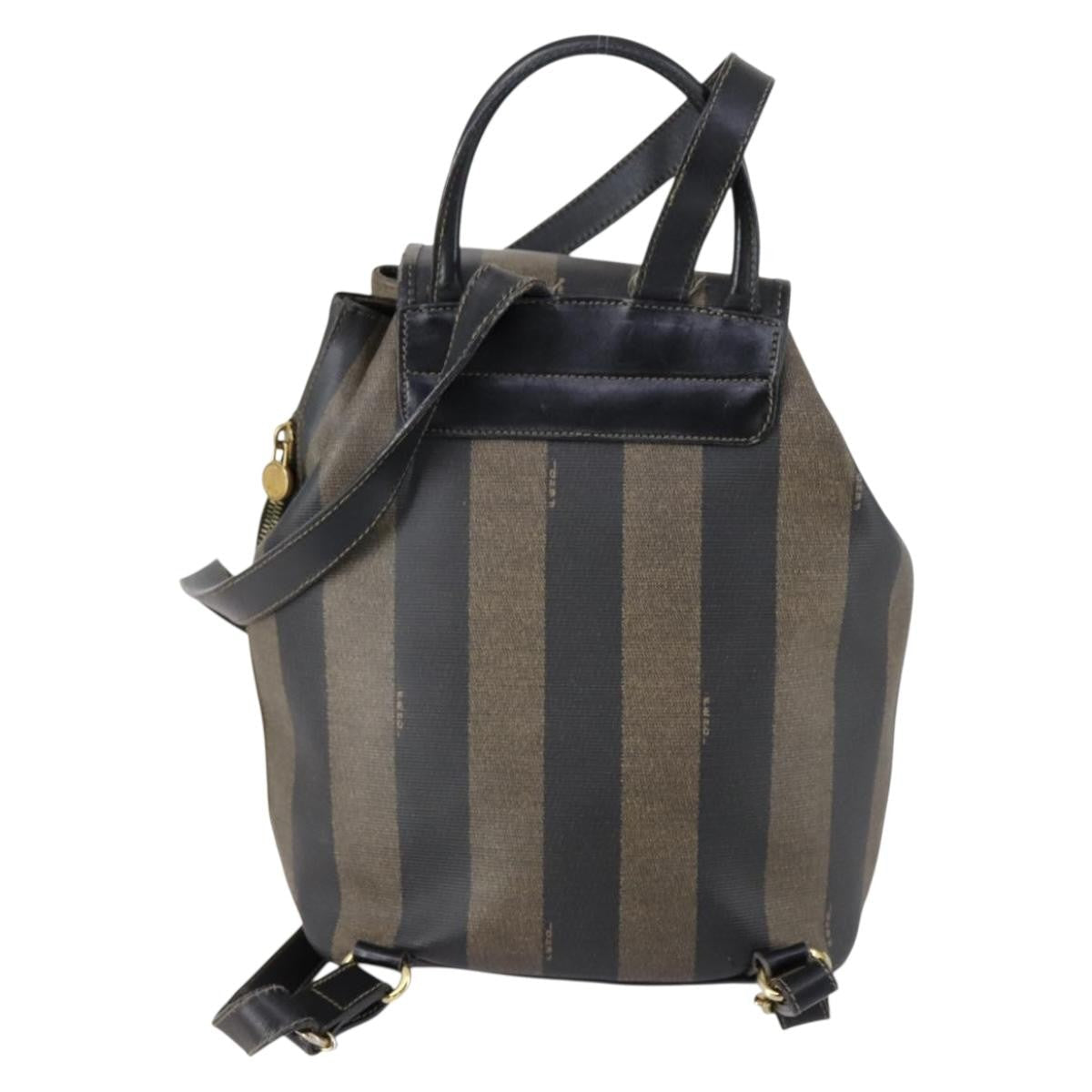 Fendi Pequin Front Pocket Backpack Coated Canvas Brown Pvc Backpack Bag (Pre-Owned)