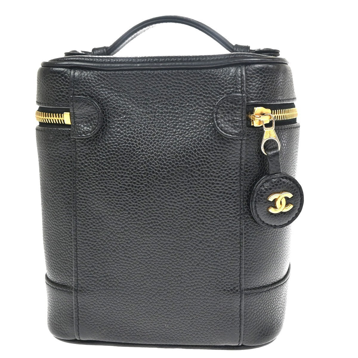 Chanel Vintage Timeless Cosmetic Case Caviar Black Leather Handbag (Pre-Owned)