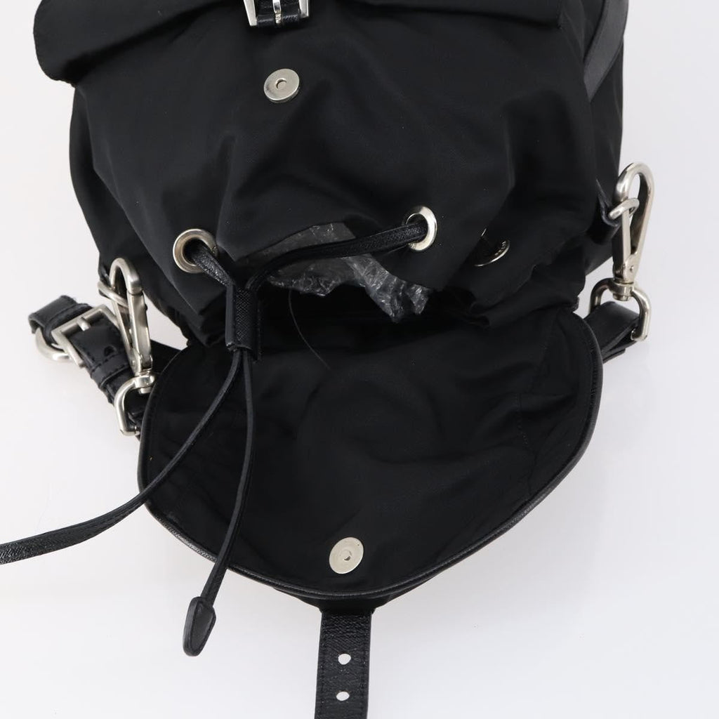 Prada Double Pocket Shoulder Bag Tessuto Black Nylon Shoulder Bag Bag (Pre-Owned)