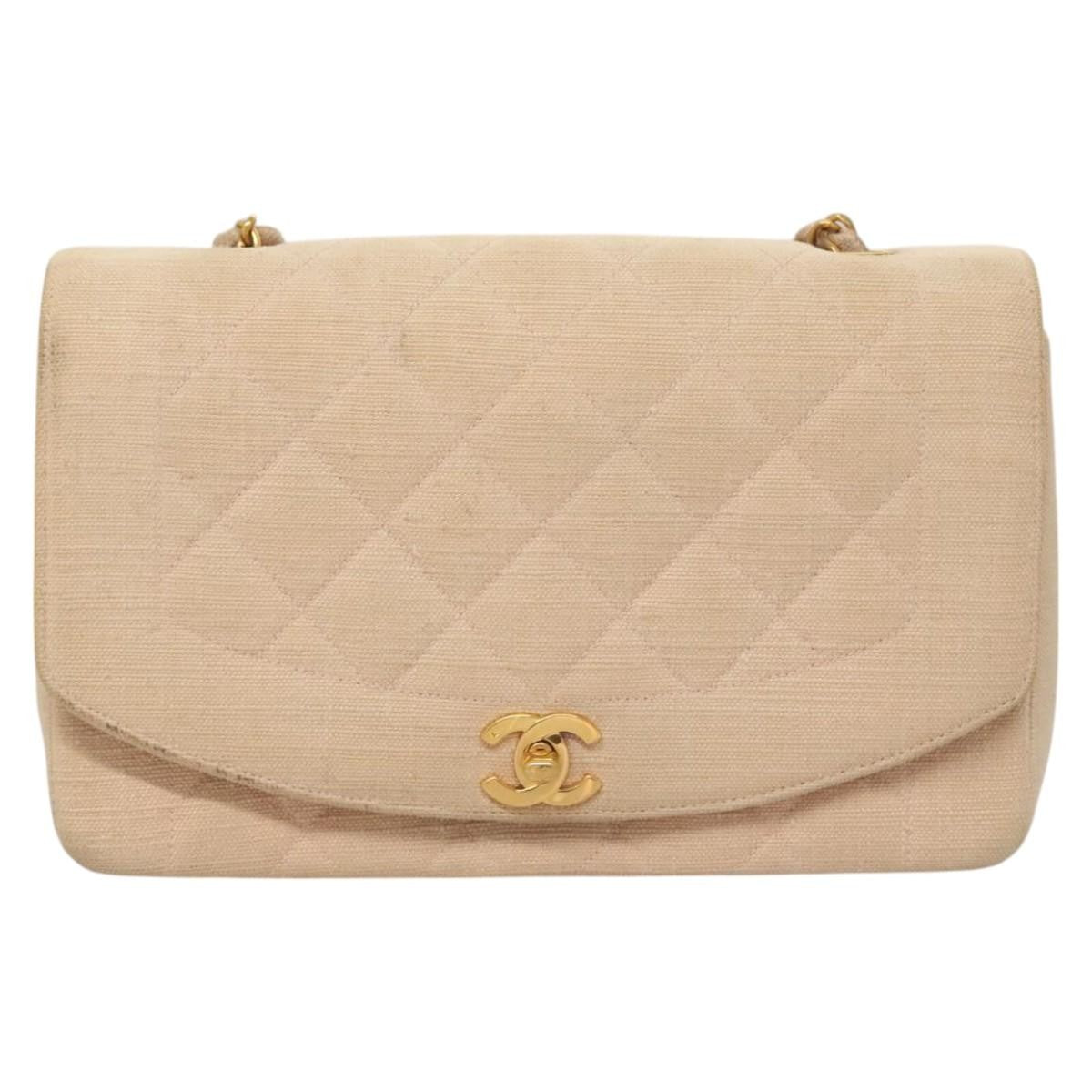 Chanel Vintage Diana Flap Bag Quilted Canvas Pink Canvas Shoulder Bag Bag (Pre-Owned)