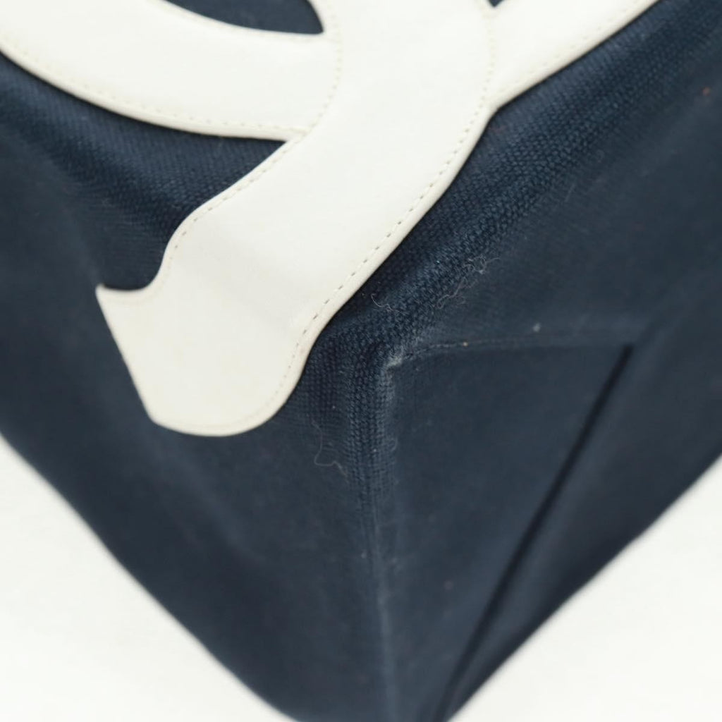 Chanel No.5 Tote Canvas And Leather Navy Canvas Tote Bag Bag (Pre-Owned)