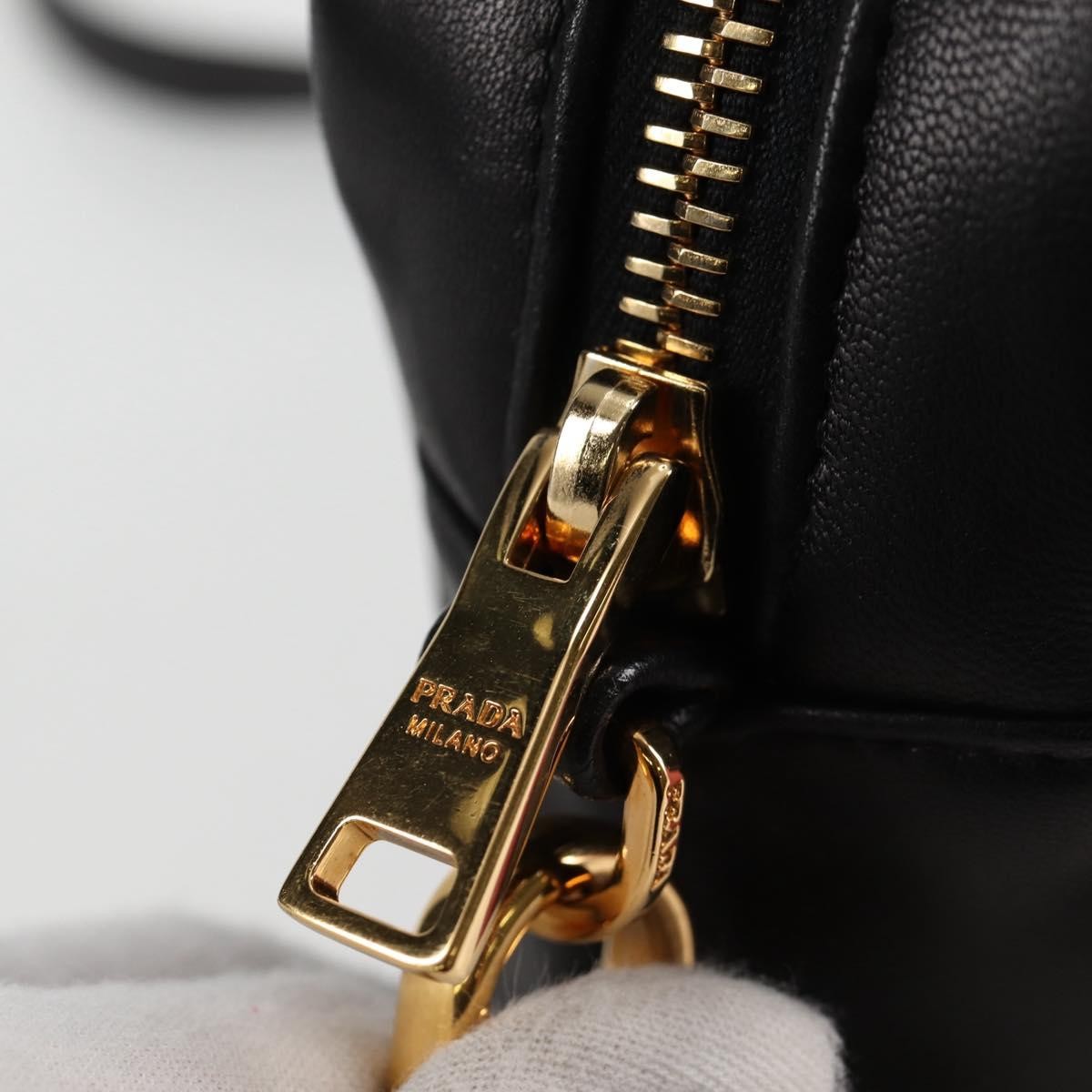 Prada Bow Camera Crossbody Bag Nappa Leather Black Leather Shoulder Bag Bag (Pre-Owned)