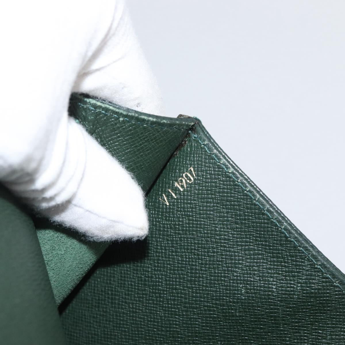 Louis Vuitton Serviette Kourad Briefcase Taiga Leather Green Leather Handbag (Pre-Owned)