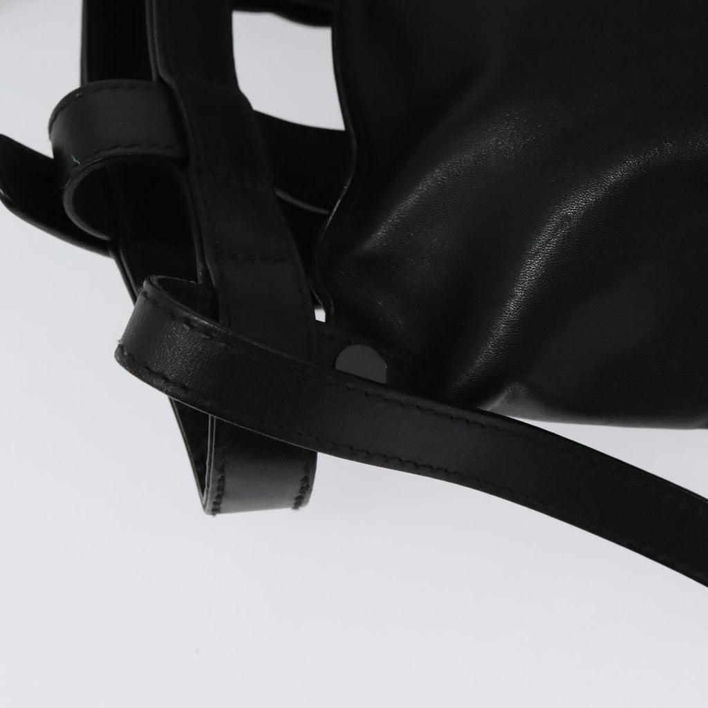 Bottega Veneta Utility Waist Bag Leather With Intrecciato Black Leather Shoulder Bag Bag (Pre-Owned)