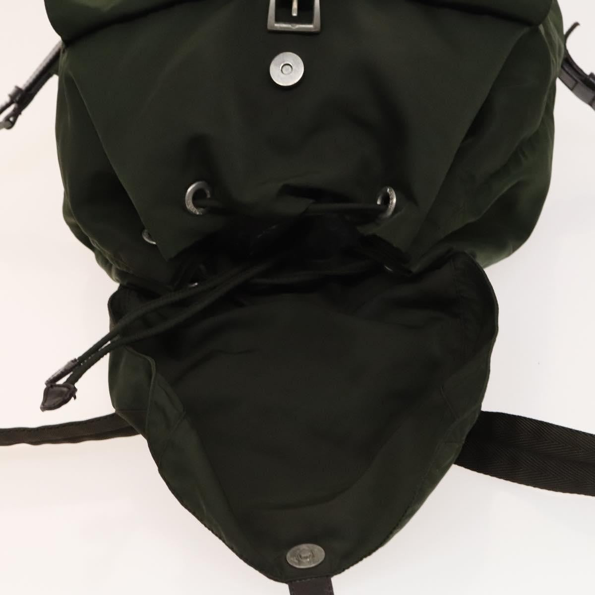 Prada Vela Double Front Pocket Backpack Tessuto With Saffiano Leather Khaki Nylon Backpack Bag (Pre-Owned)