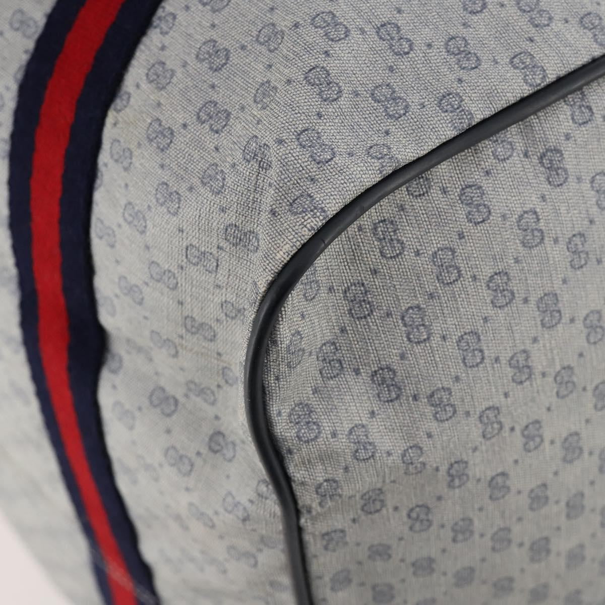 Gucci Web Trim Weekend Duffle Bag Gg Coated Canvas Navy Canvas Travel Bag Bag (Pre-Owned)