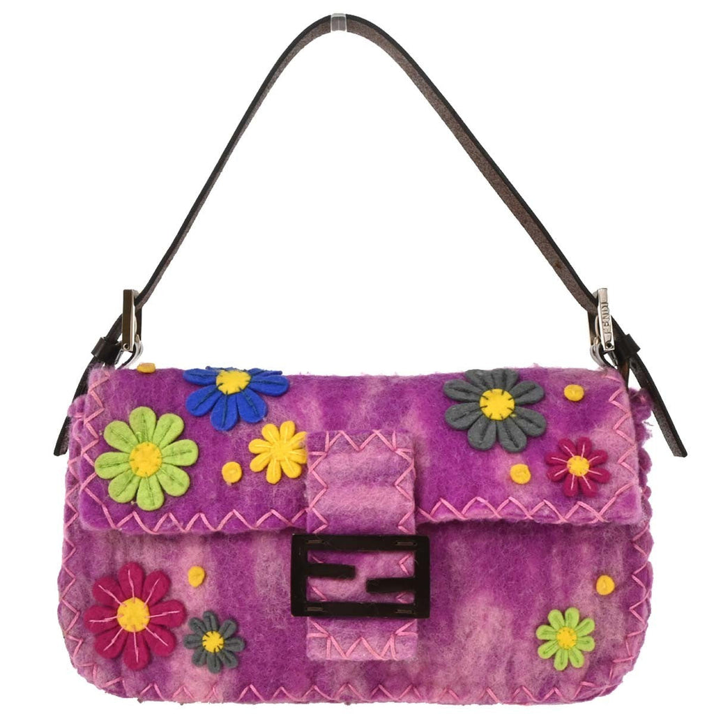 Fendi Baguette Bag Patent Purple Felt,Leather Handbag (Pre-Owned)