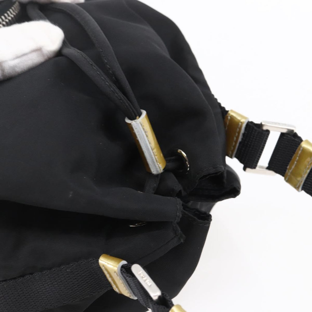 Prada Duet Drawstring Bucket Bag Tessuto Black Nylon Bag (Pre-Owned)
