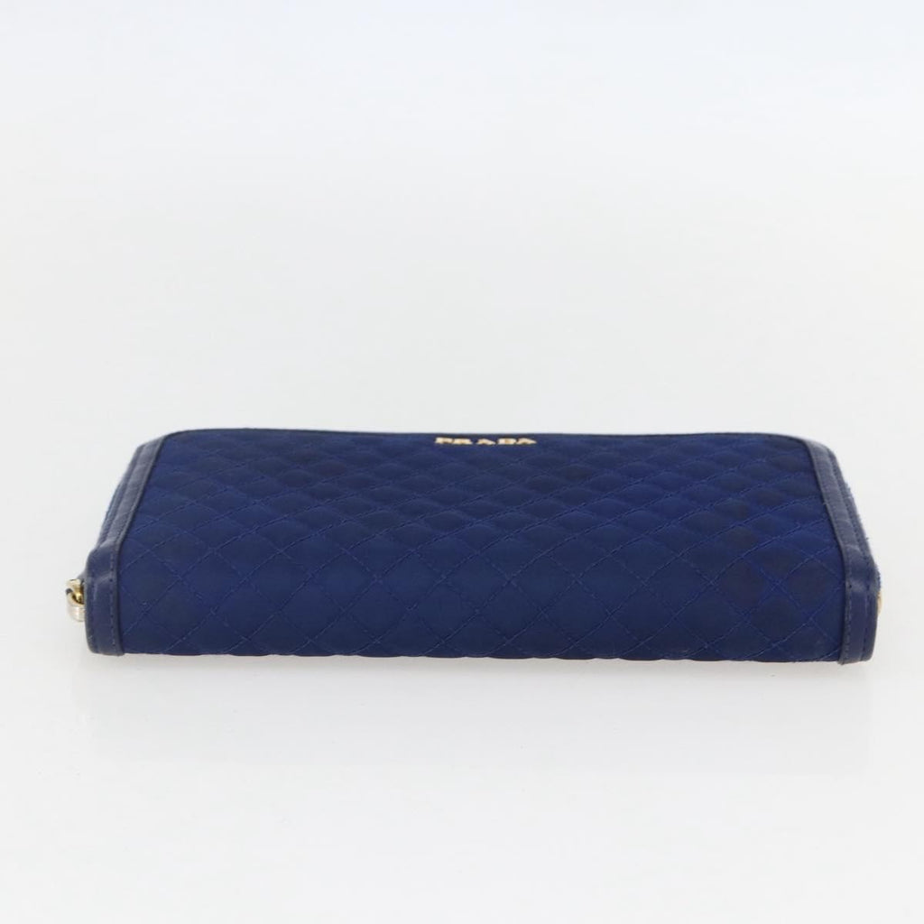 Prada Zip Around Organizer Wallet Saffiano Leather With Applique Blue Leather Wallets Accessory (Pre-Owned)