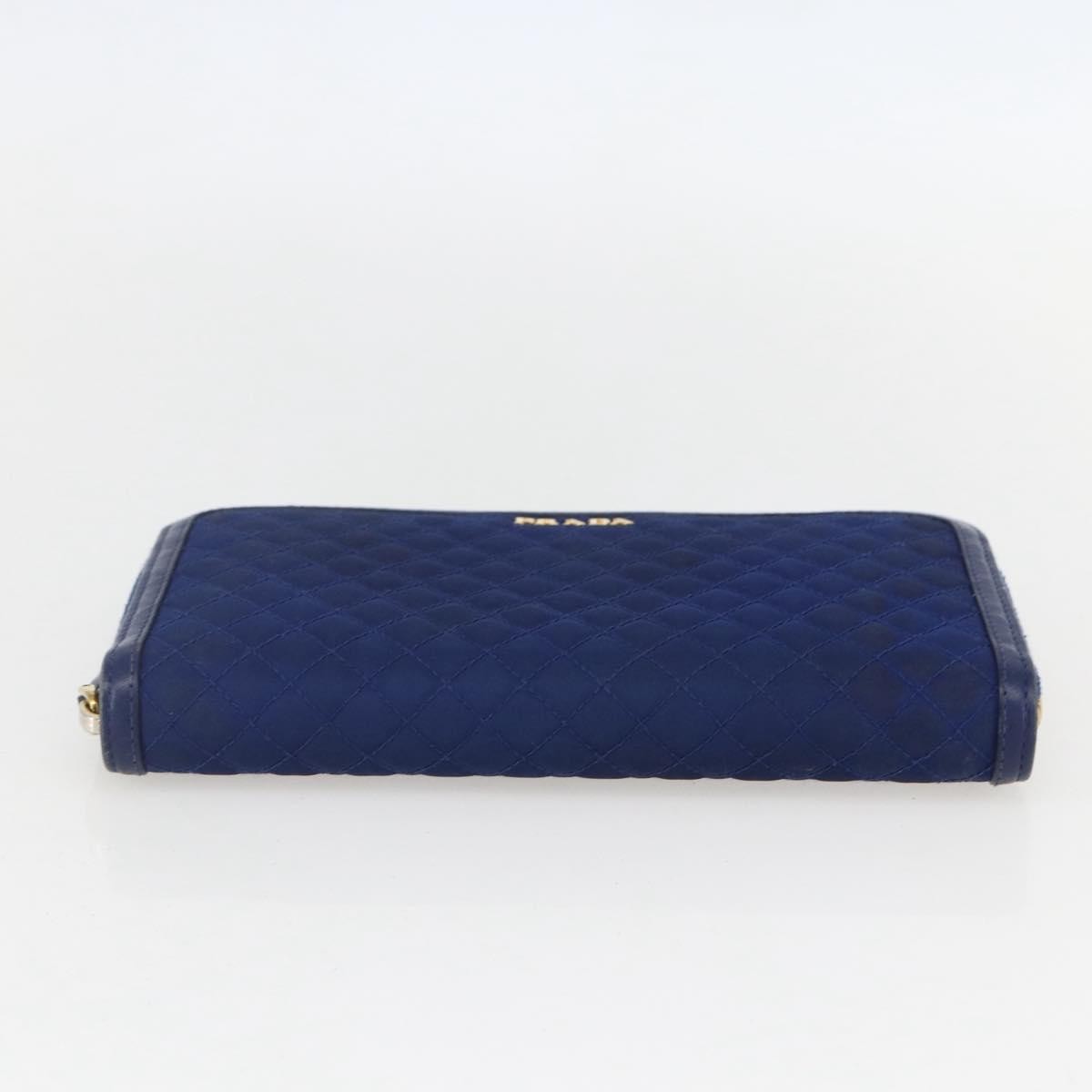 Prada Zip Around Organizer Wallet Saffiano Leather With Applique Blue Leather Wallets Accessory (Pre-Owned)