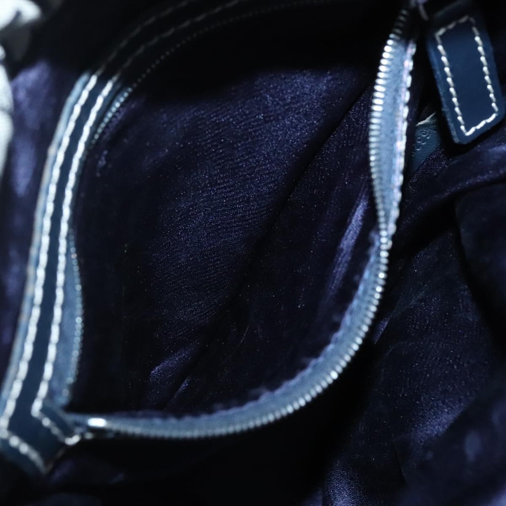 Fendi Ff Logo Mon Tresor Bucket Bag Printed Shearling With Leather Navy Canvas Shoulder Bag Bag (Pre-Owned)