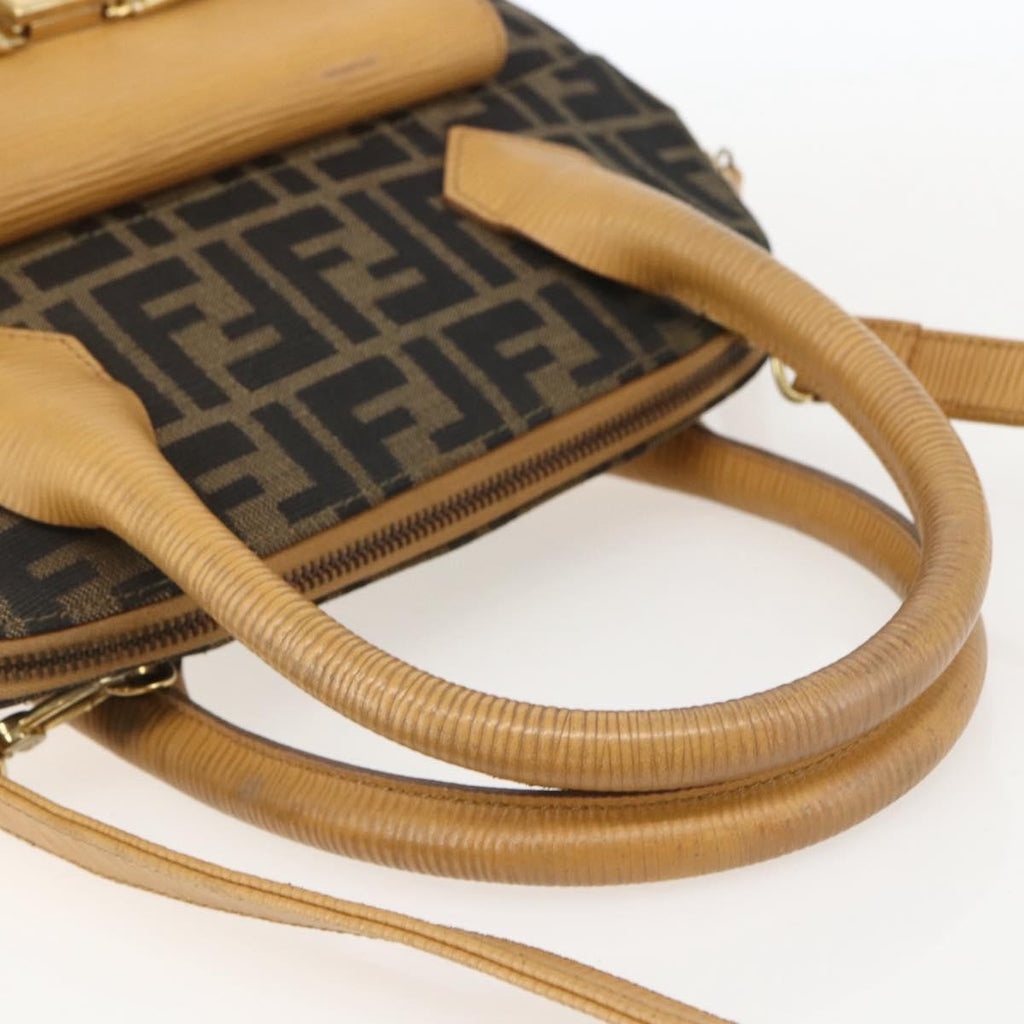 Fendi Vintage Zucca Handbag Zucca Brown Canvas Handbag (Pre-Owned)