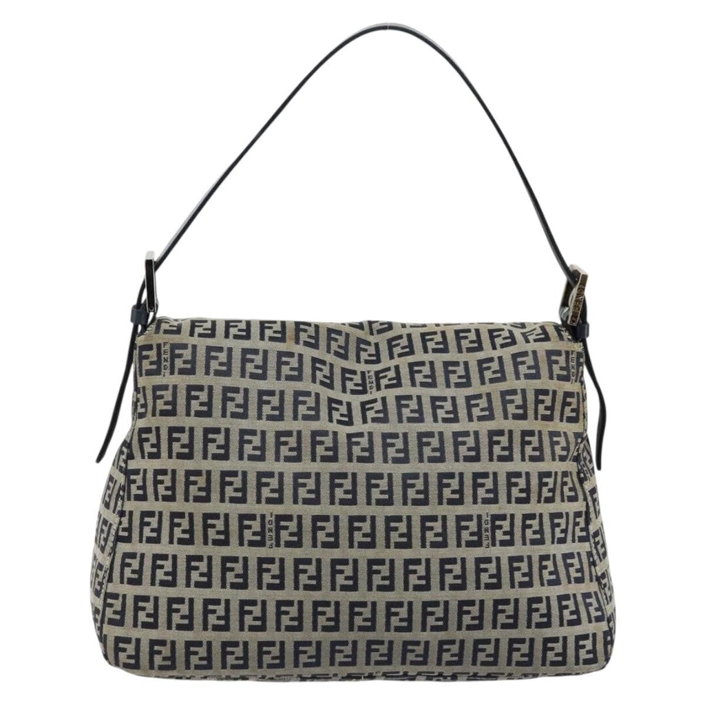 Fendi Mama Forever Bag Zucchino Canvas Navy Canvas Shoulder Bag Bag (Pre-Owned)