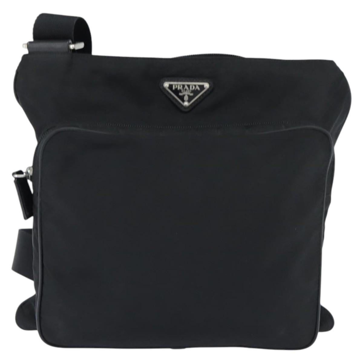Prada Front Pocket Messenger Bag Tessuto Black Nylon Shoulder Bag Bag (Pre-Owned)