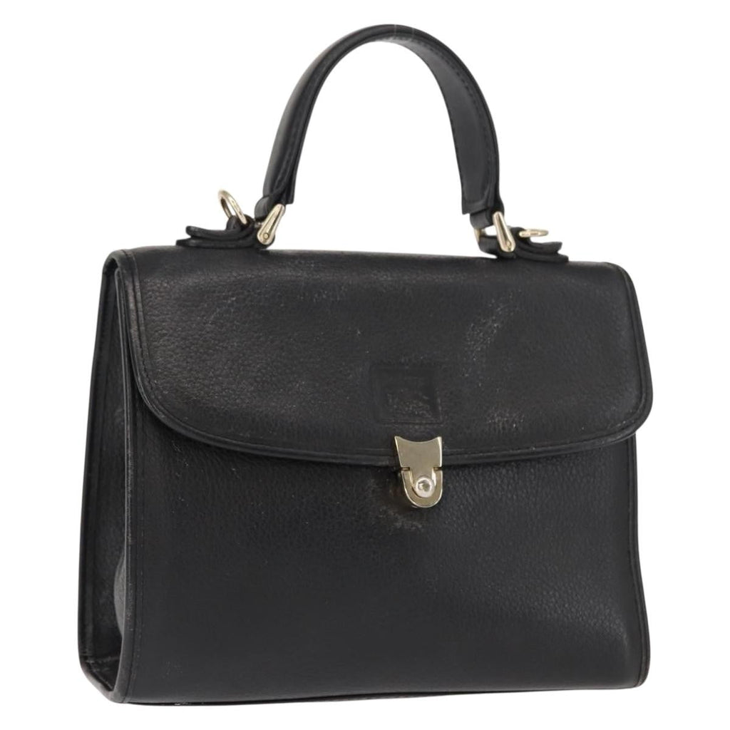 Burberry Vintage Handbag Leather Black Leather Handbag (Pre-Owned)