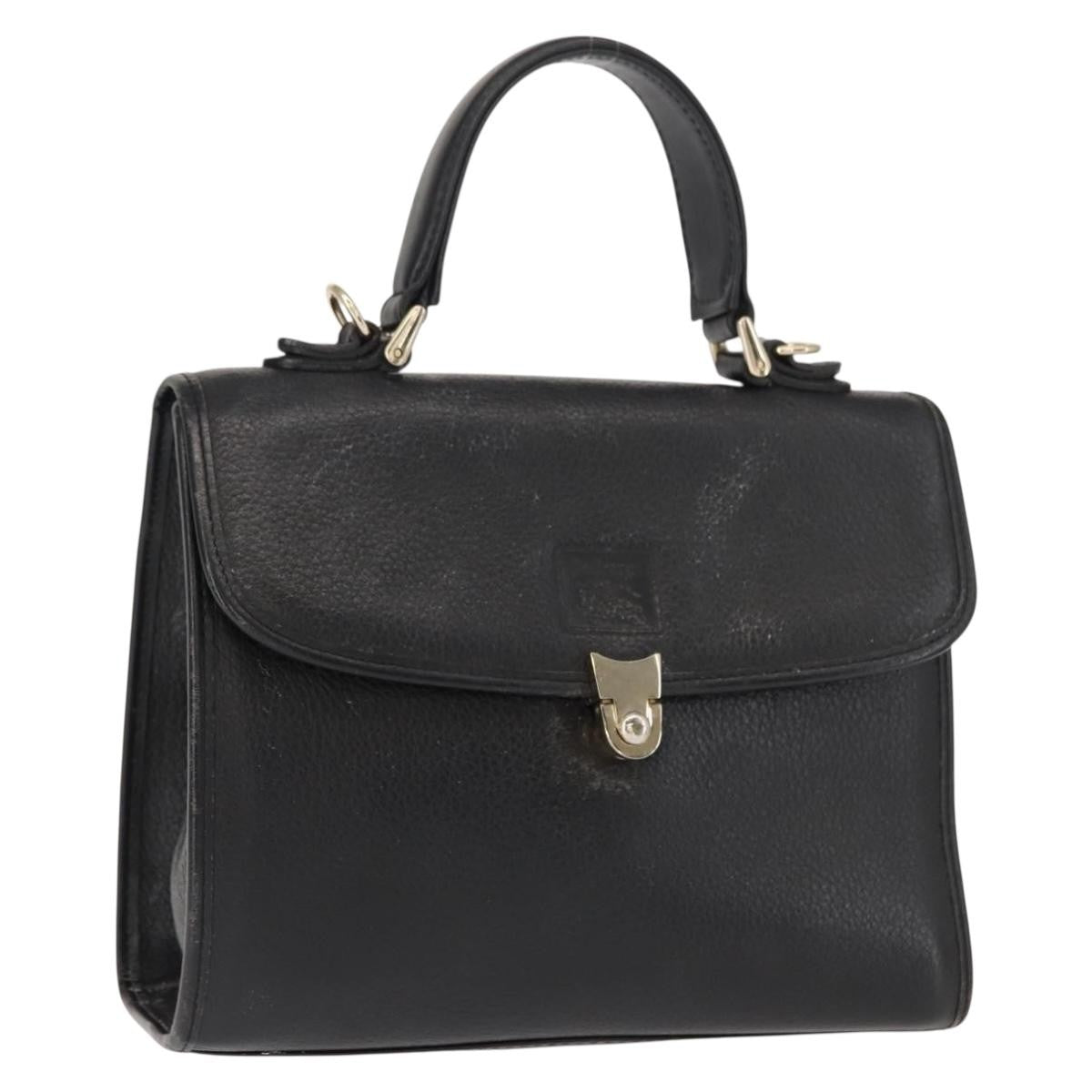 Burberry Vintage Handbag Leather Black Leather Handbag (Pre-Owned)