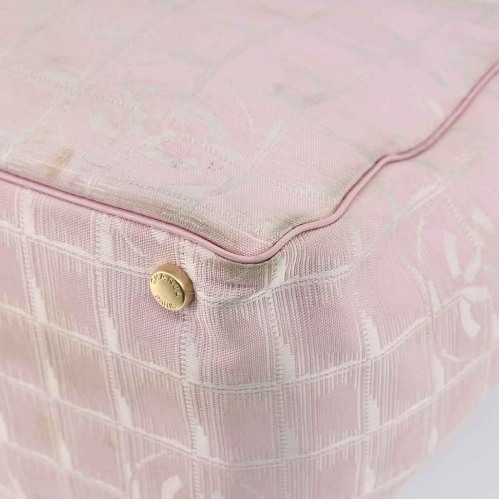 Chanel Travel Line Tote Nylon Pink Nylon Bag (Pre-Owned)