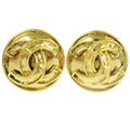 Chanel Cc Button Clip-On Earrings Metal Gold Gold_Plated Earrings Jewelry (Pre-Owned)