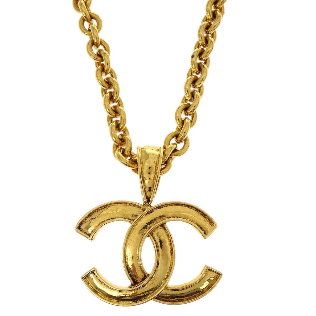 Chanel Vintage Cc Pendent Necklace Plated Metal Gold Gold_Plated Necklace Jewelry (Pre-Owned)