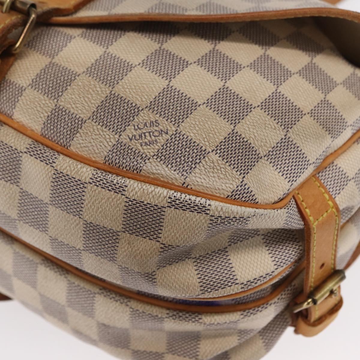Louis Vuitton Saumur Handbag Damier Beige Canvas Shoulder Bag Bag (Pre-Owned)