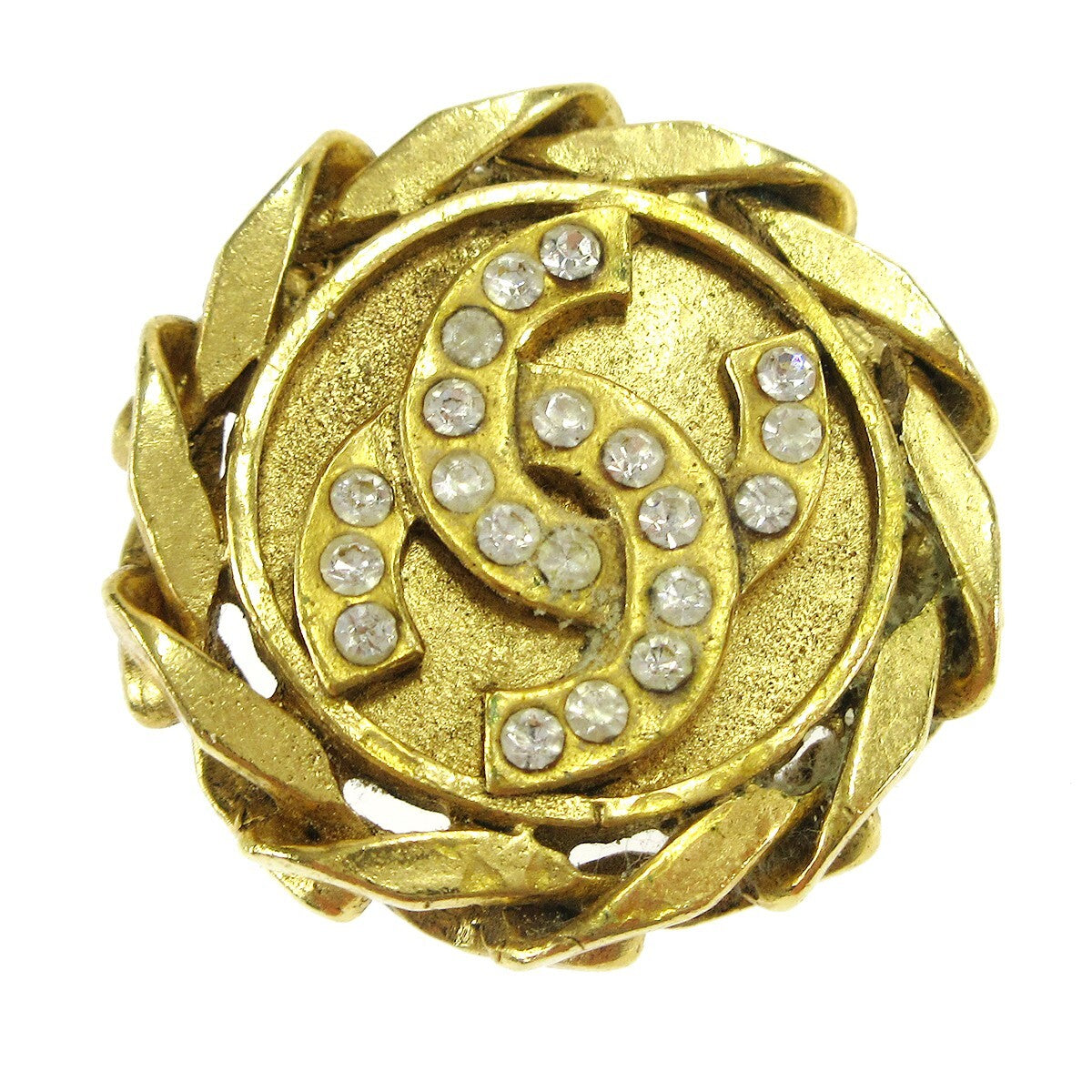 Chanel Cc Button Clip-On Earrings Metal With Faux Pearl Gold Gold_Plated Earrings Jewelry (Pre-Owned)
