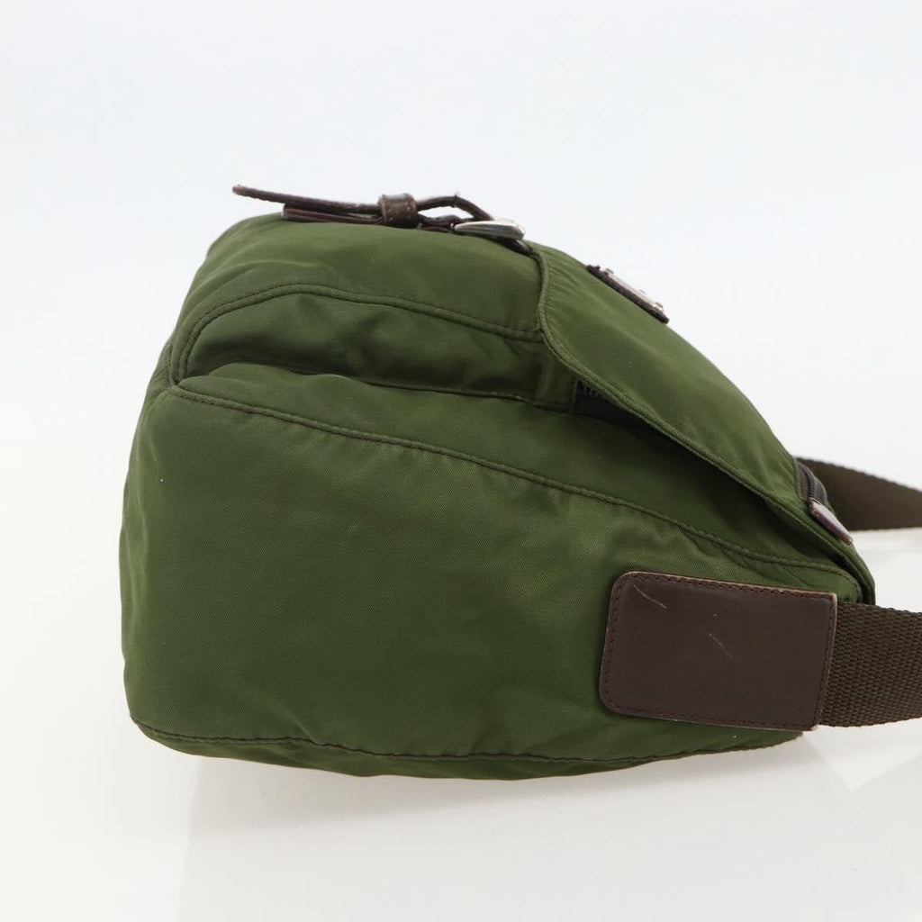 Prada Buckle Messenger Bag Tessuto Green Nylon Shoulder Bag Bag (Pre-Owned)