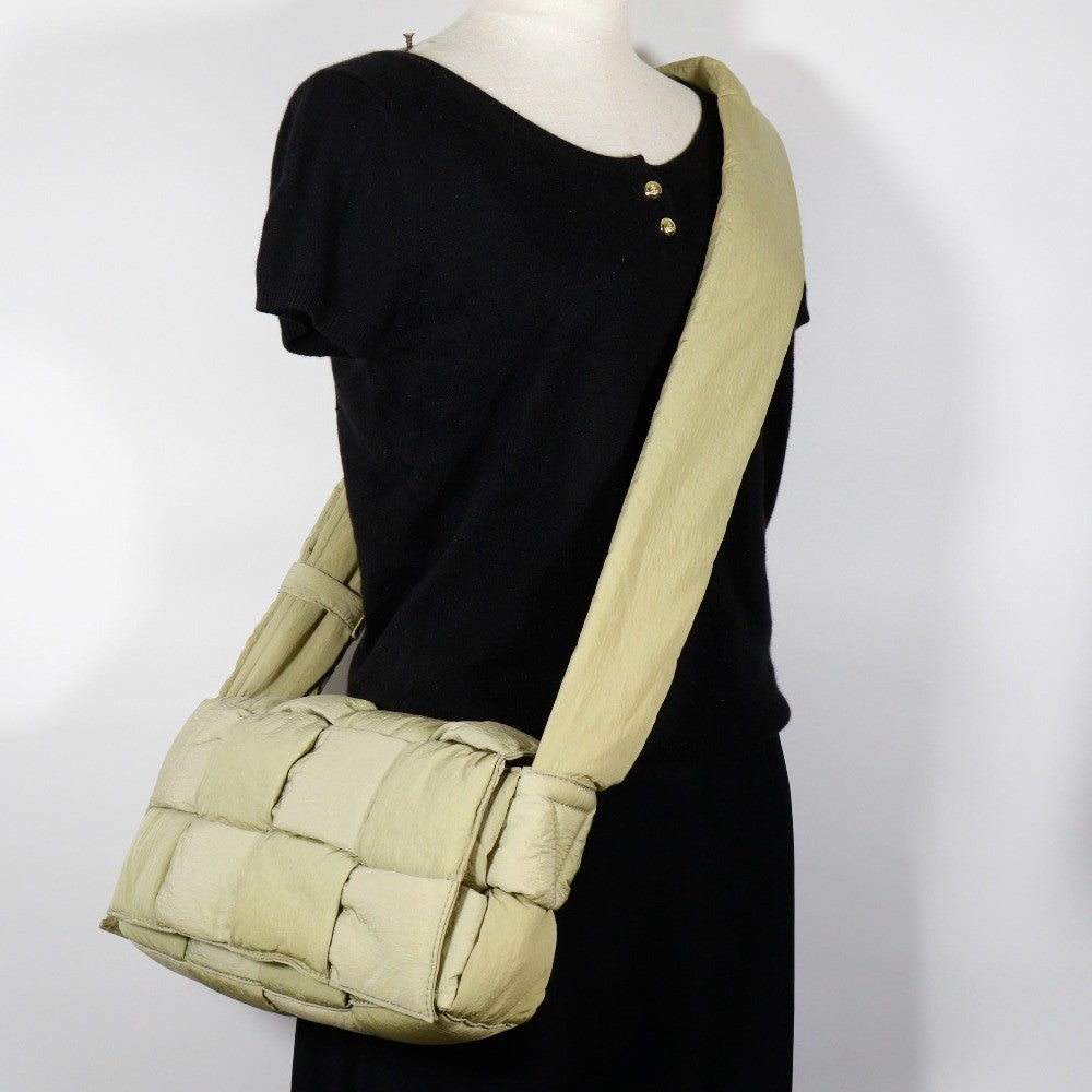 Bottega Veneta Padded Tech Cassette Crossbody Bag Intrecciato Nylon Khaki Nylon Shoulder Bag Bag (Pre-Owned)
