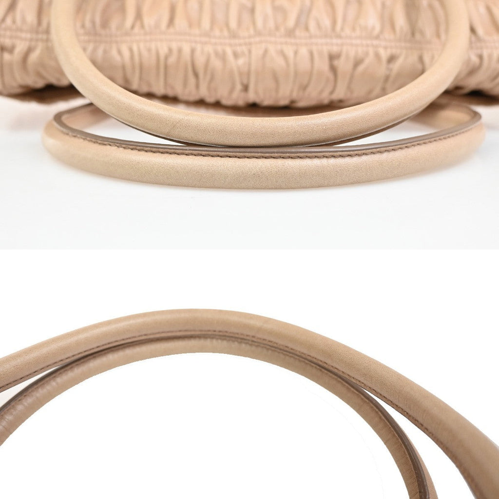 Prada Turnlock Shoulder Bag Nappa Gaufre Beige Leather Shoulder Bag Bag (Pre-Owned)