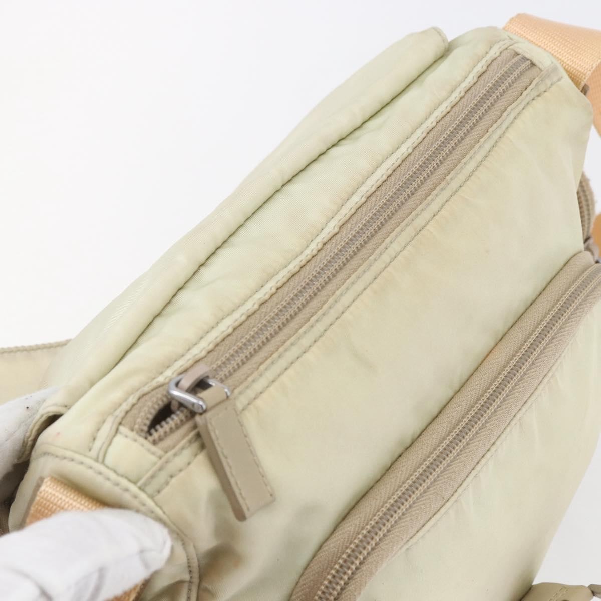 Prada Buckle Messenger Bag Tessuto Beige Nylon Shoulder Bag Bag (Pre-Owned)