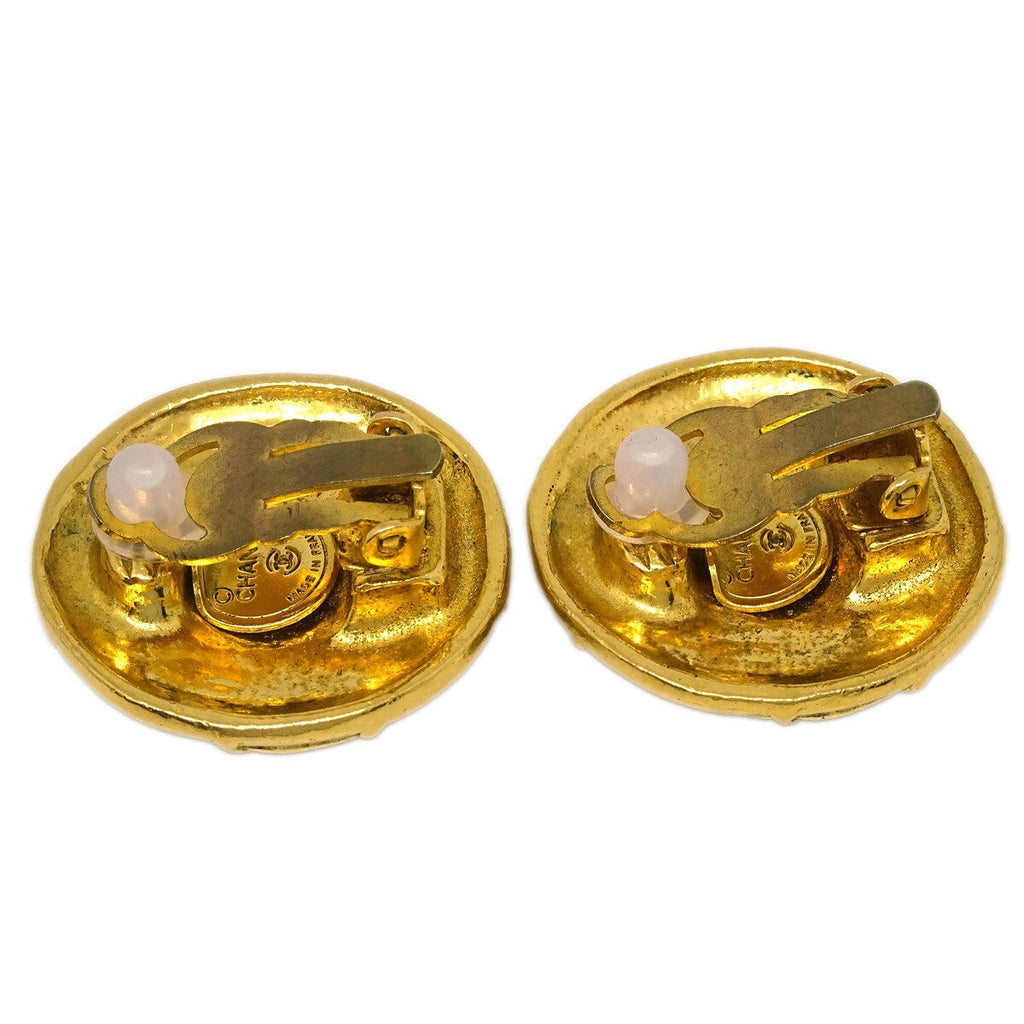 Chanel Cc Round Earrings Metal Gold Gold_Plated Earrings Jewelry (Pre-Owned)