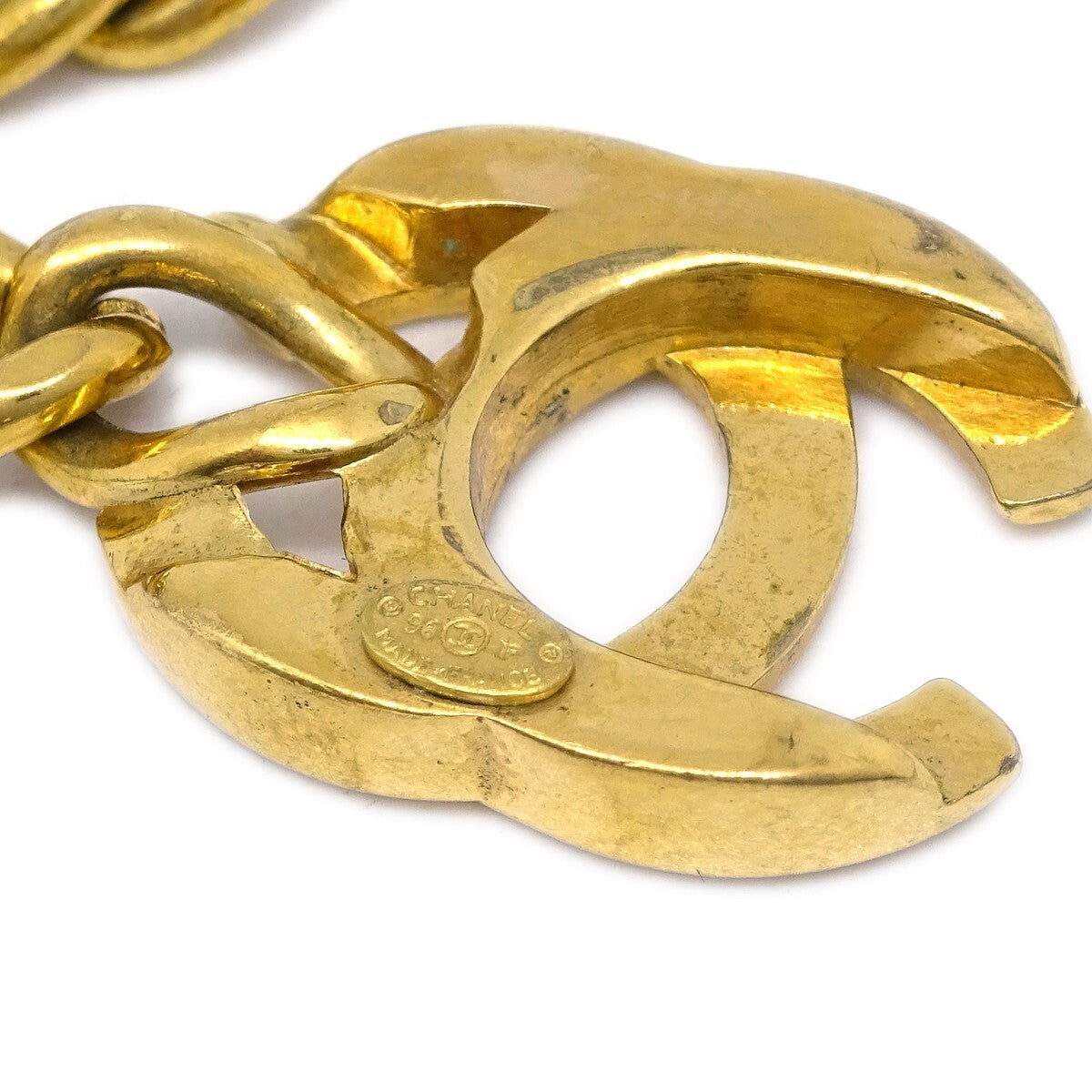 Chanel Vintage Cc Turnlock Chain Bracelet Metal Gold Gold_Plated Bracelet Jewelry (Pre-Owned)