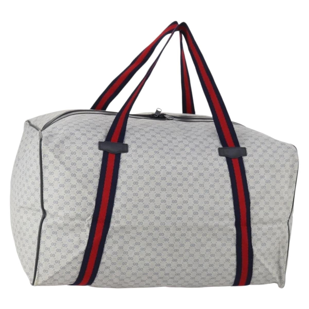 Gucci Web Trim Weekend Duffle Bag Gg Coated Canvas Navy Canvas Travel Bag Bag (Pre-Owned)