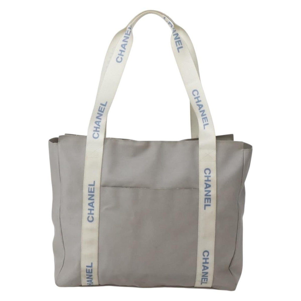 Chanel Sport Line Tote Bag Nylon Gray Nylon Tote Bag Bag (Pre-Owned)