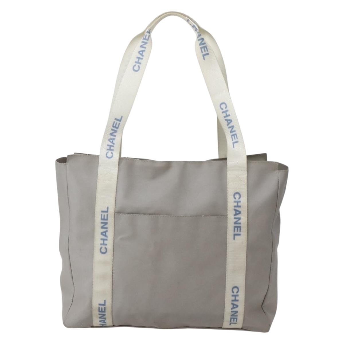 Chanel Sport Line Tote Bag Nylon Gray Nylon Tote Bag Bag (Pre-Owned)