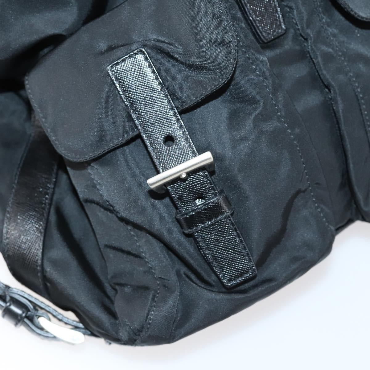 Prada Double Pocket Shoulder Bag Tessuto Black Nylon Shoulder Bag Bag (Pre-Owned)