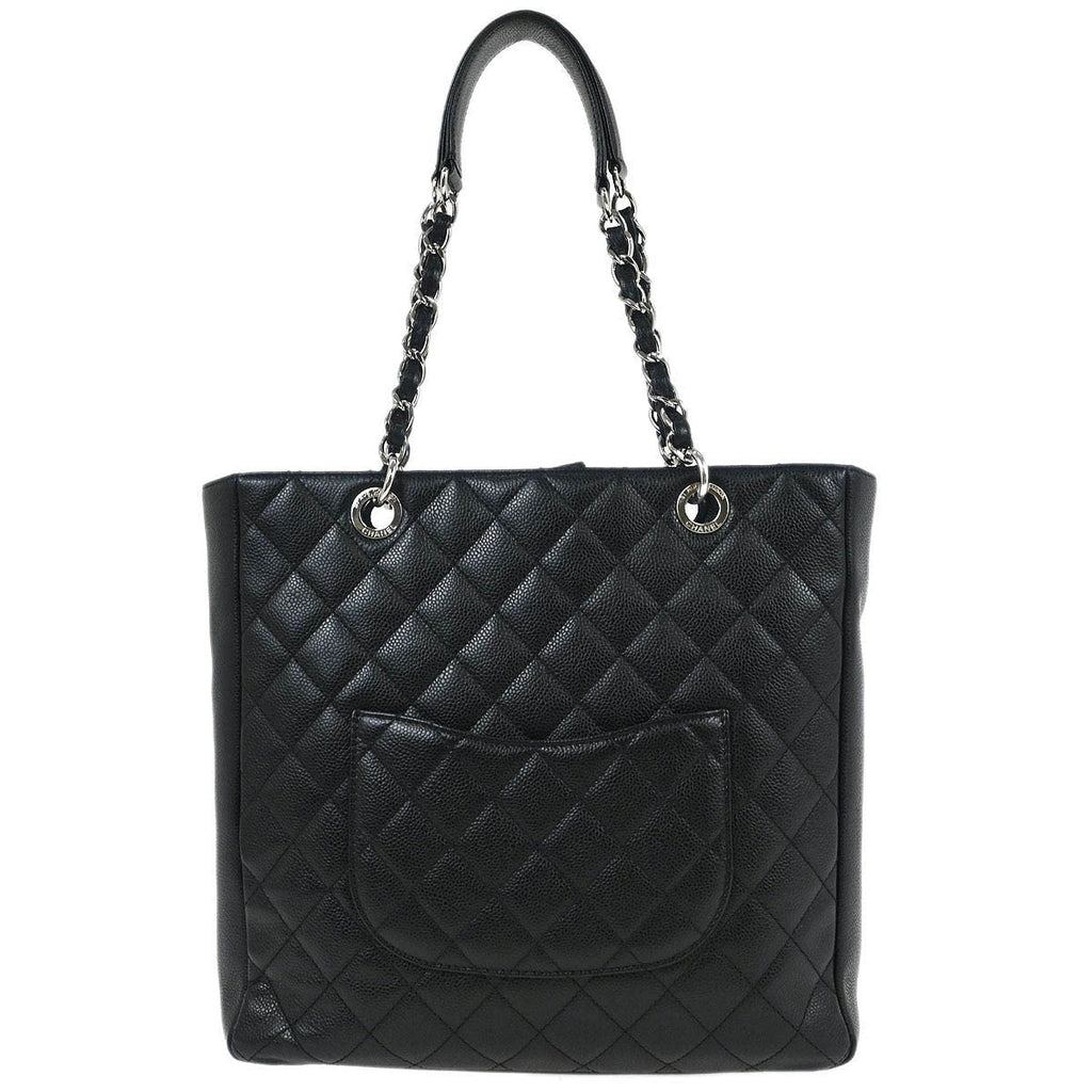 Chanel Petite Shopping Tote Quilted Caviar Black Leather Tote Bag Bag (Pre-Owned)