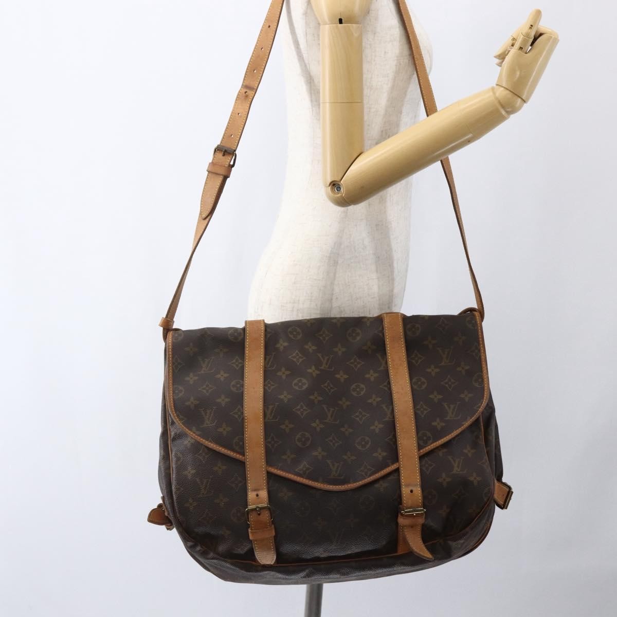 Louis Vuitton Saumur Handbag Monogram Canvas Brown Canvas Shoulder Bag Bag (Pre-Owned)